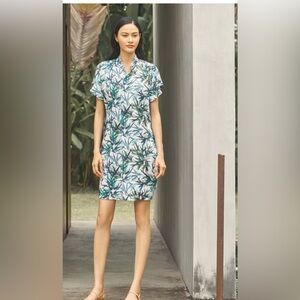 Jim Thompson Linen Boxy Midi Dress Bamboo Print. Size ?S?